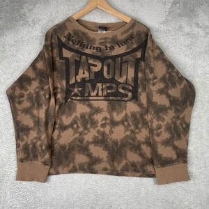 Tapout Thermal Shirt Mens 2XL Brown Tie Dye Waffle Knit MMA Elite Grunge Y2K